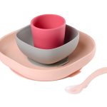 Beaba Slicone Meal Set of 4 - Pink