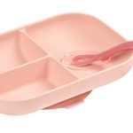 Beaba Silicone Suction Divided Plate - Pink