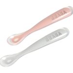 Beaba Silicone Spoon 1st Age Set Of 2 + Box - Old Pink