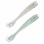 Beaba Silicone Spoon 1st Age Set Of 2 + Box - Sage Green